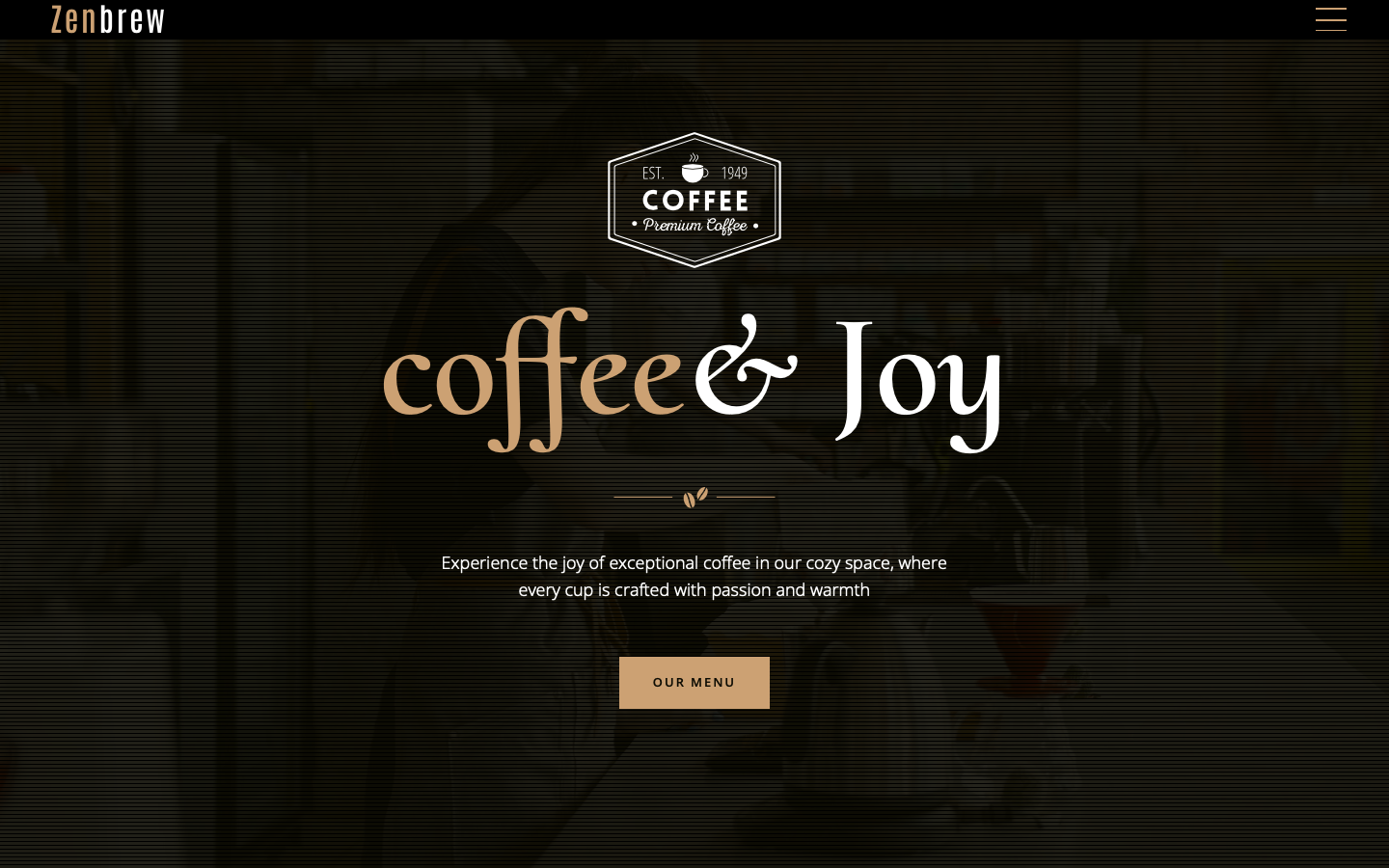 Coffee shop landing page project screenshot
